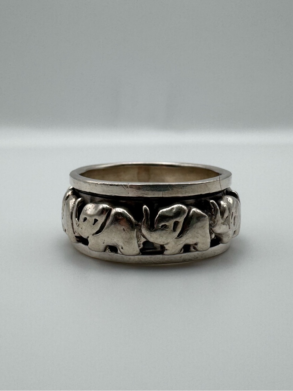 Sterling Silver 925 Elephant Spinner Ring Size 6.5